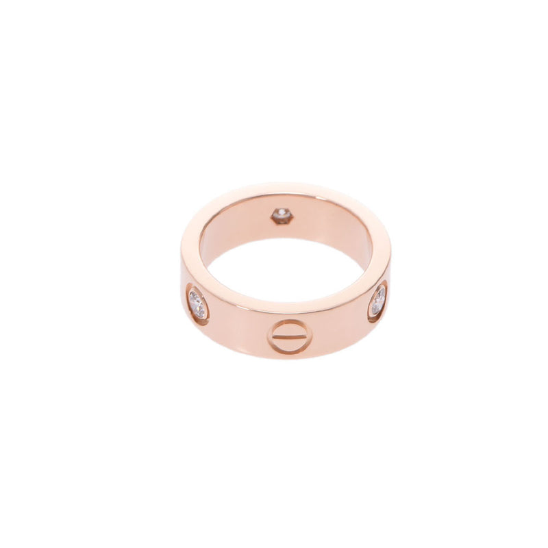 CARTIER Cartier Love Ring half diamond #49 No. 9 women'S K18PG ring-ring a rank used silver