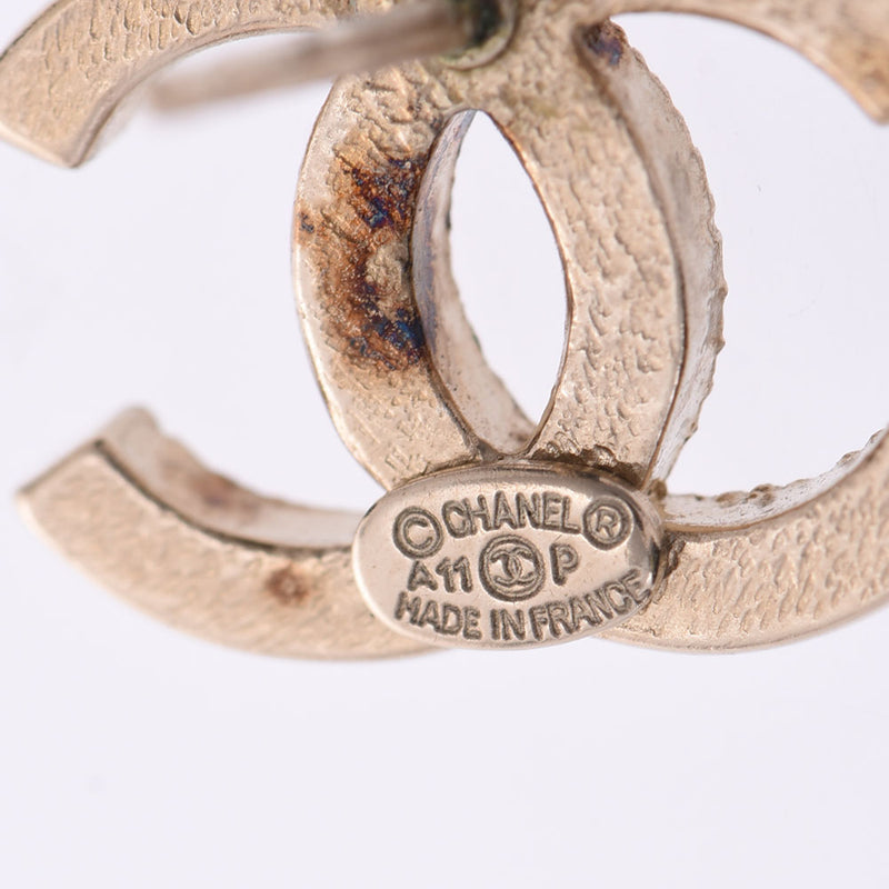 CHANEL CHANEL Cocomark 11 Year Gold Metal Fittings Ladies GP/Rhinestone Earrings B Rank Used Ginzo