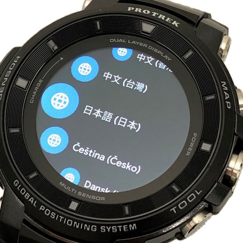 CASIO Casio proto Rex Mart watch Bluetooth deployment WSD-F30-BK men SS/ rubber watch digital clockface A rank used silver storehouse