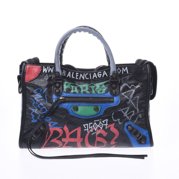 BALENCIAGA バレンシアガグラフィティクラシックシティ 2WAY bag black unisex lambskin handbag A rank used silver storehouse