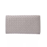 BOTTEGAVENETA ボッテガヴェネタイントレチャート two fold long wallet gray system B06122448D unisex leather long wallet AB rank used silver storehouse