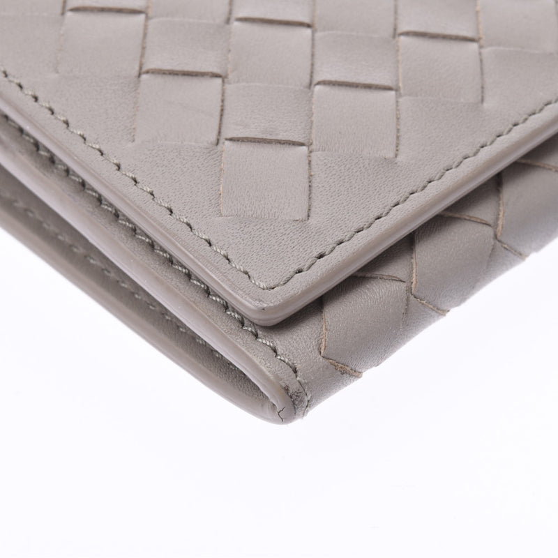 BOTTEGAVENETA ボッテガヴェネタイントレチャート two fold long wallet gray system B06122448D unisex leather long wallet AB rank used silver storehouse
