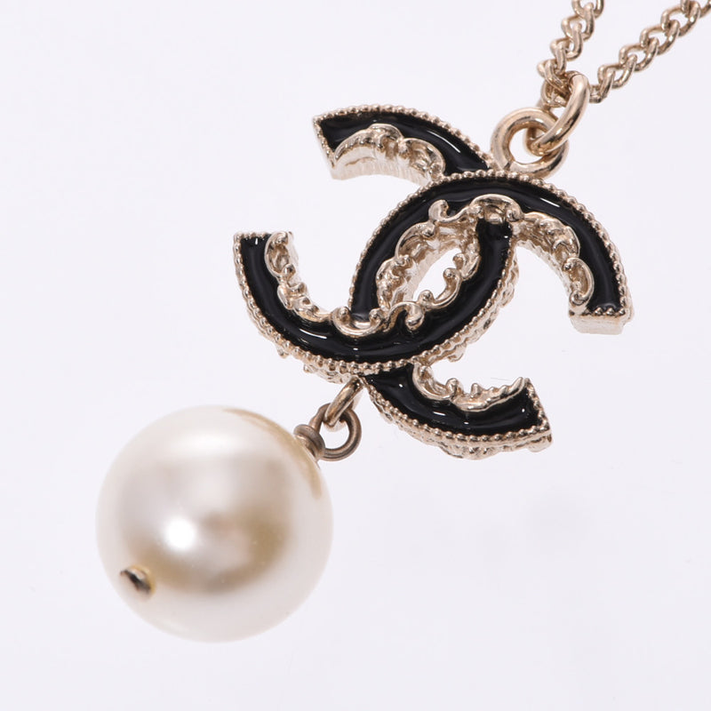 CHANEL Coco mark fake pearl 14 years model ladies GP necklace A rank used Ginzo