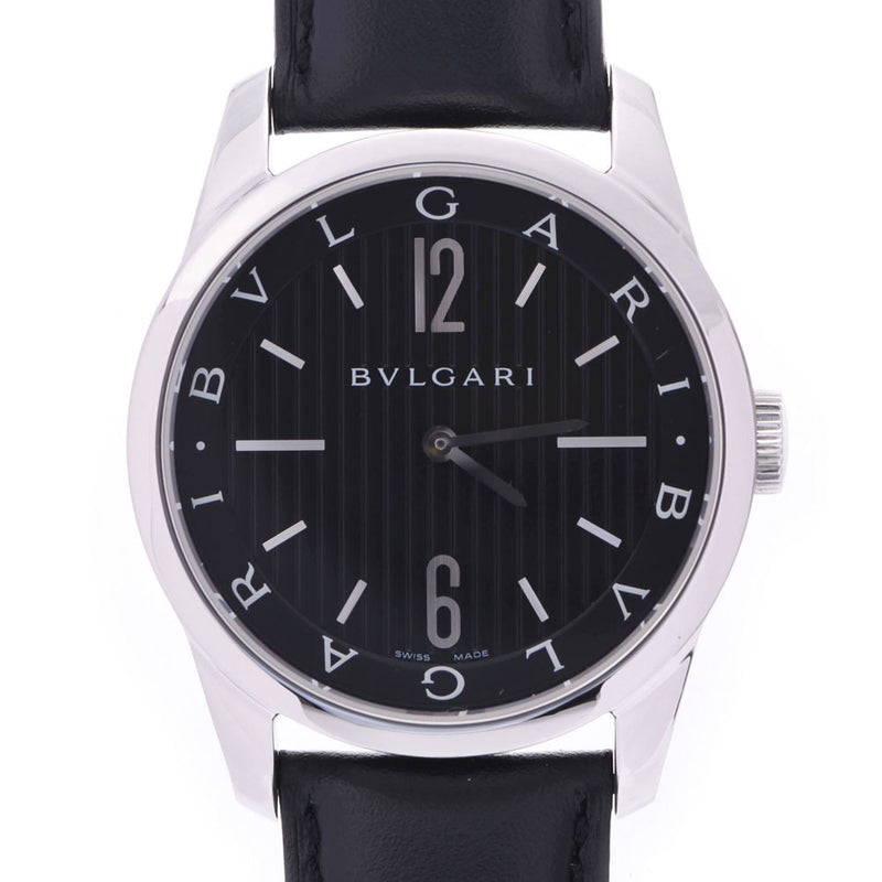 BVLGARI Bvlgari Solo Tempo 37 ST37S Men's SS/Leather Watch Quartz Black Dial A Rank Used Ginzo