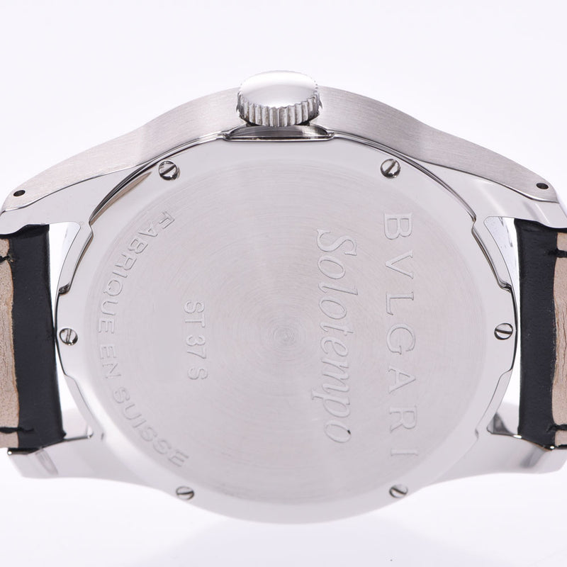 BVLGARI ブルガリ ソロテンポ37 ST37S メンズ SS/革 腕時計 クオーツ 黒文字盤 Aランク 中古 銀蔵