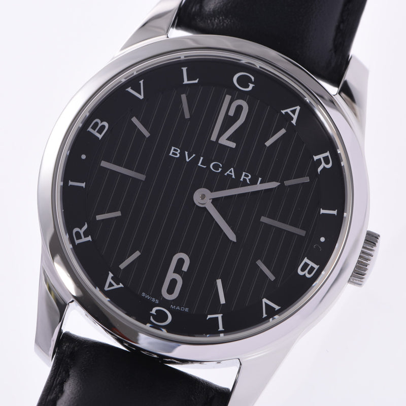 BVLGARI Bvlgari Solo Tempo 37 ST37S Men's SS/Leather Watch Quartz Black Dial A Rank Used Ginzo