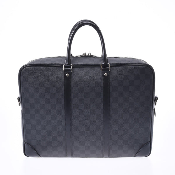 LOUIS VUITTON Louis Vuitton Damien graphite Porto docu man voorage GM black / grey N41123 men's business bag B rank used silver