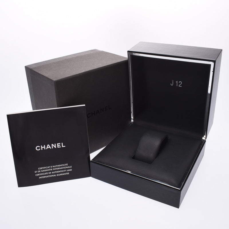 CHANEL Chanel J12 38mm 12P diamond H1626 men's black ceramic / SS watch automatic black dial AB rank used silver stock