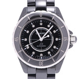 CHANEL Chanel J12 38mm 12P diamond H1626 men's black ceramic / SS watch automatic black dial AB rank used silver stock