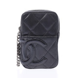 CHANEL シャネル カンボンライン ココマーク シガレットケース 黒/黒 ユニセックス カーフ/エナメル ブランド小物 Cランク 中古 銀蔵