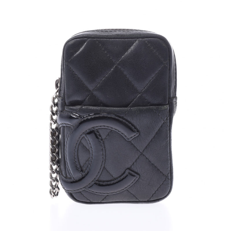 CHANEL シャネル カンボンライン ココマーク シガレットケース 黒/黒 ユニセックス カーフ/エナメル ブランド小物 Cランク 中古 銀蔵