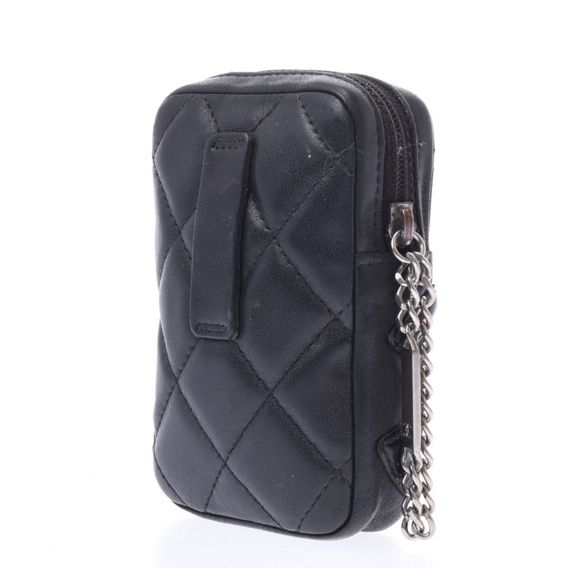 CHANEL シャネル カンボンライン ココマーク シガレットケース 黒/黒 ユニセックス カーフ/エナメル ブランド小物 Cランク 中古 銀蔵