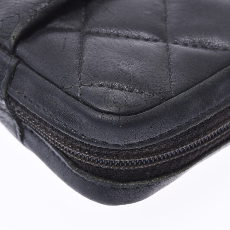 CHANEL シャネル カンボンライン ココマーク シガレットケース 黒/黒 ユニセックス カーフ/エナメル ブランド小物 Cランク 中古 銀蔵