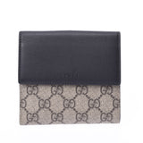 GUCCI Gucci W Hook Wallet Grey/Black 410104 Women's GG Supreme Canvas Leather Folded Wallet AB Rank Used Ginzo