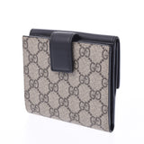 GUCCI Gucci W Hook Wallet Grey/Black 410104 Women's GG Supreme Canvas Leather Folded Wallet AB Rank Used Ginzo