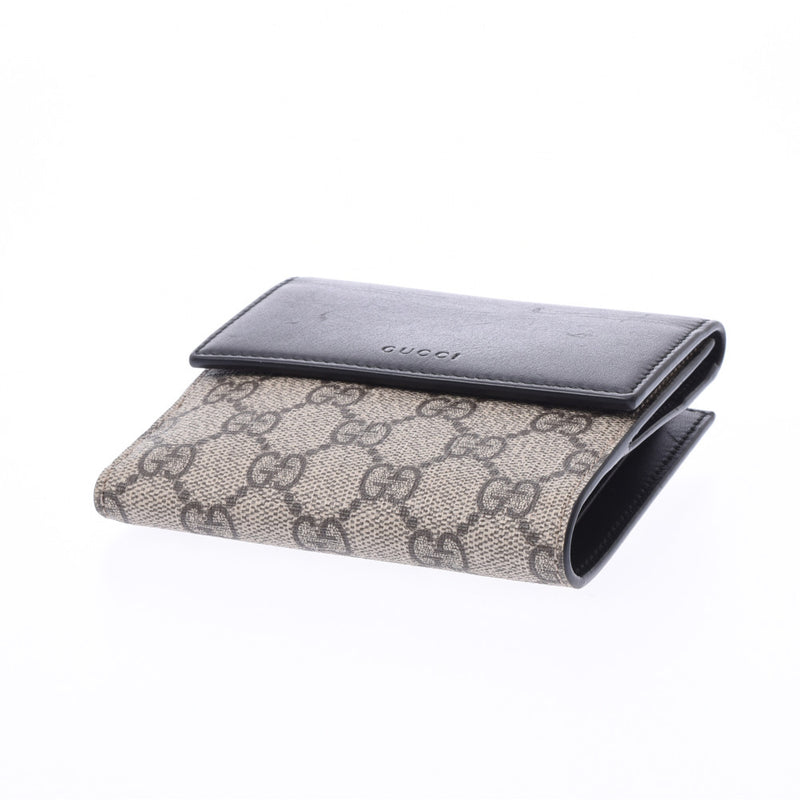 GUCCI Gucci W Hook Wallet Grey/Black 410104 Women's GG Supreme Canvas Leather Folded Wallet AB Rank Used Ginzo