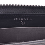 CHANEL Icon Round Zipper Wallet Black Silver Hardware Ladies Enamel Wallet AB Rank Used Ginzo