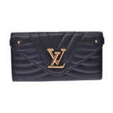 LOUIS VUITTON, Louis Vitton, New Wave, long wallet, black M63298, Ladies, reza, wallet, wallet, B-rank, used silver storehouse.