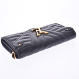 LOUIS VUITTON, Louis Vitton, New Wave, long wallet, black M63298, Ladies, reza, wallet, wallet, B-rank, used silver storehouse.