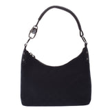 GUCCI Gucci semi-shoulder bag black 115002 lady's GG canvas shoulder bag A rank used silver storehouse