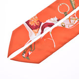 HERMES Ermez Twiri, orange, orange, silk, 100 %, scarf, a rank, used silver,