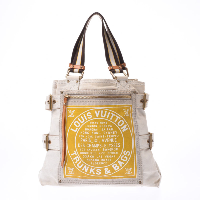 Louis Vuitton Globe Shopper MM Ivory Yellow Unisex Tote Bag M95113