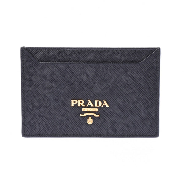 PRADA Prada black gold metal fittings Unisex Saffiano card case A rank used Ginzo