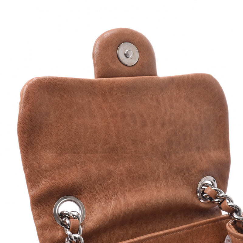 CHANEL Mattelasse Chain Around Camel Silver Hardware Ladies Vintage Calf Shoulder Bag AB Rank Used Ginzo