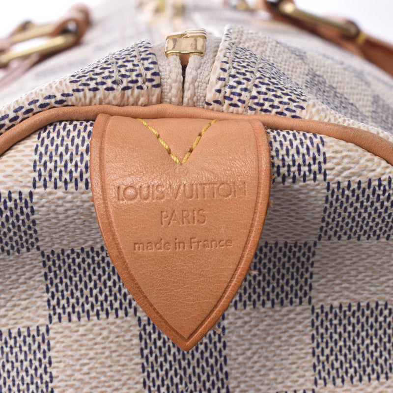 LOUIS VUITTON Louis Vuitton Damier zulky Pol 50 white N41430 unisex Damier Zul canvas leather Boston Bag B-rank used silver
