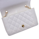 CHANEL Mattelasse Chain Shoulder Bag Diana White Gold Hardware Ladies Caviar Skin Shoulder Bag B Rank Used Ginzo