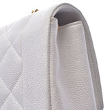 CHANEL Mattelasse Chain Shoulder Bag Diana White Gold Hardware Ladies Caviar Skin Shoulder Bag B Rank Used Ginzo