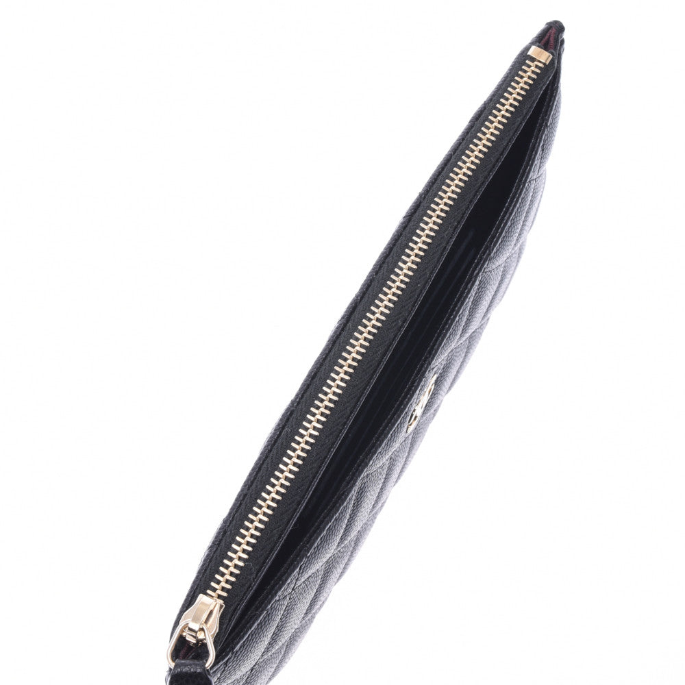 シャネルマルチポーチ 14143 黒 ゴールド金具 レディース ポーチ