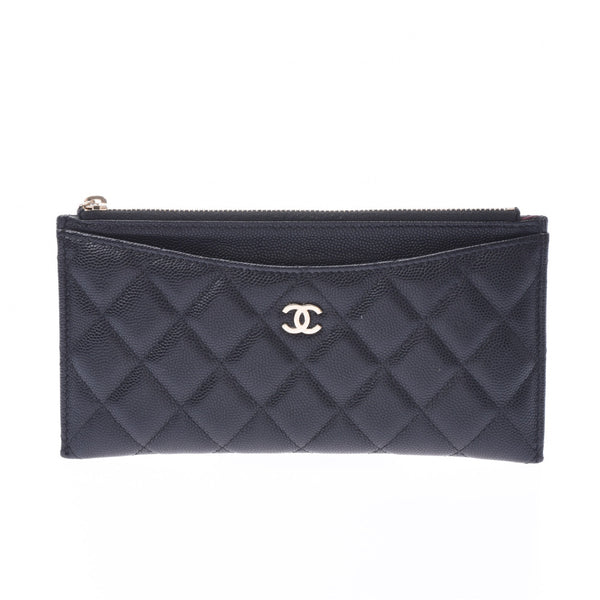 CHANEL Mattrasse Multi Pouch Black Gold Metal Fittings Ladies Caviar Skin Pouch AB Rank Used Ginzo