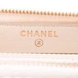 CHANEL Deauville Small Round Zipper Wallet Beige/Gold Ladies Canvas Wallet AB Rank Used Ginzo