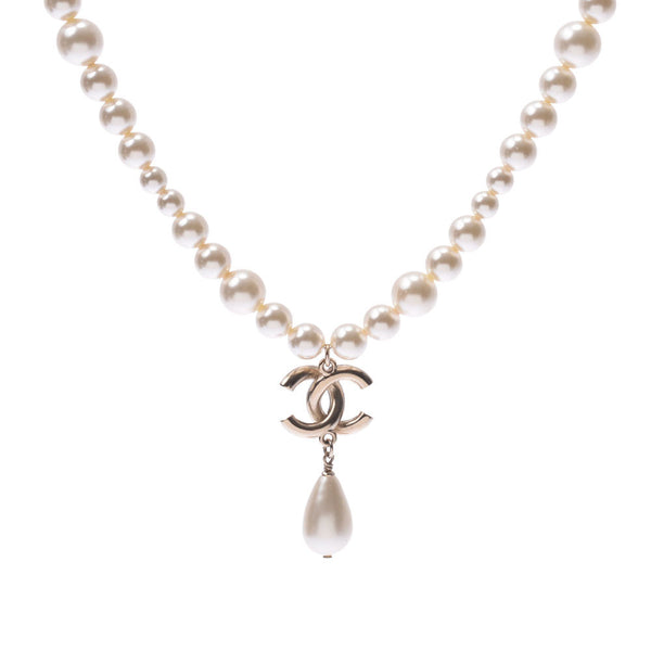 香奈儿香奈儿人造珍珠项链共同标记17年模型黄金硬件女士的项链a级二手银饰品