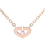 CARTIER Cartier C heart necklace 1P diamond Lady's K18PG necklace A rank used silver storehouse