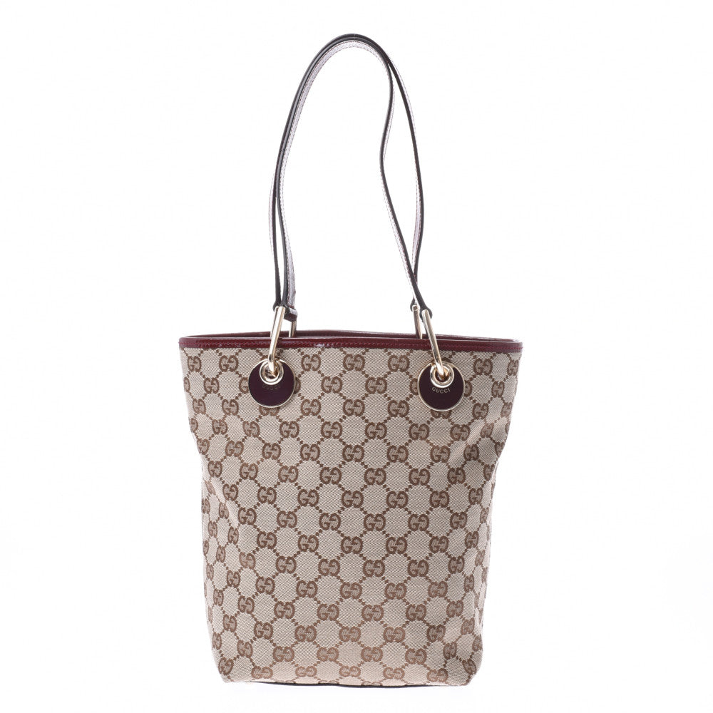 グッチGGキャンバス ベージュ/ボルドー ユニセックス トートバッグ  