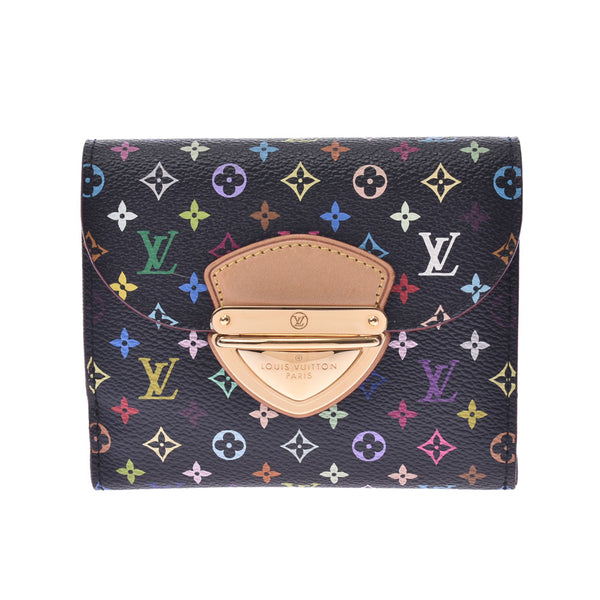 LOUIS VUITTON Louis Vuitton Monogram Multicolor Portofoille Joy Noir / Viole M60283 Ladies Tri-Fold Wallet A Rank Used Ginzo