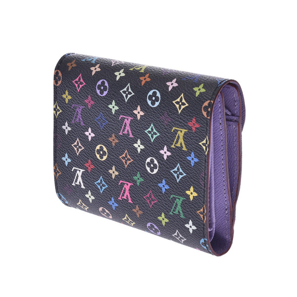 LOUIS VUITTON Louis Vuitton Monogram Multicolor Portofoille Joy Noir / Viole M60283 Ladies Tri-Fold Wallet A Rank Used Ginzo