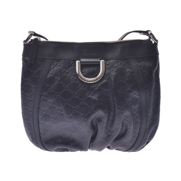 GUCCI Gucci Gucci Shima GG pattern black 203257 Unisex leather shoulder bag A rank used Ginzo