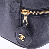 Chanel Chanel horizontal vanity bag black gold metal fittings women's caviar skin handbag AB rank second-hand silver