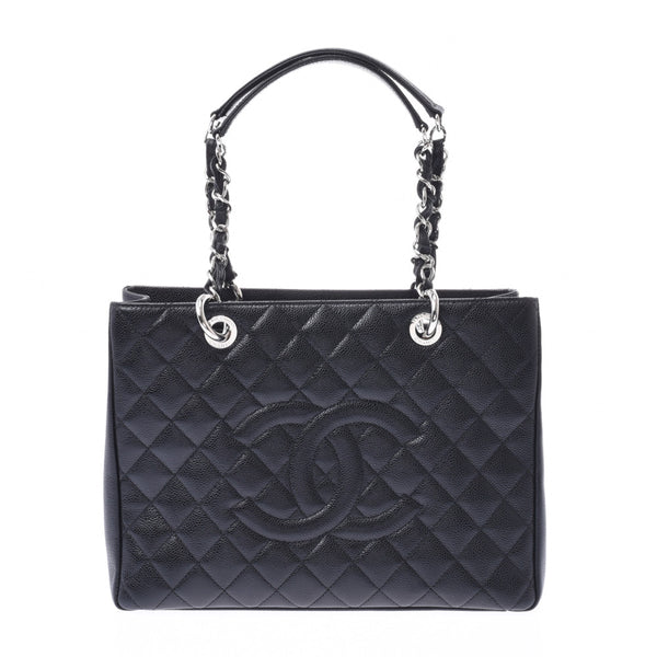 CHANEL シャネル マトラッセ GSTトートバッグ  黒 シルバー金具 レディース キャビアスキン トートバッグ Aランク 中古 銀蔵