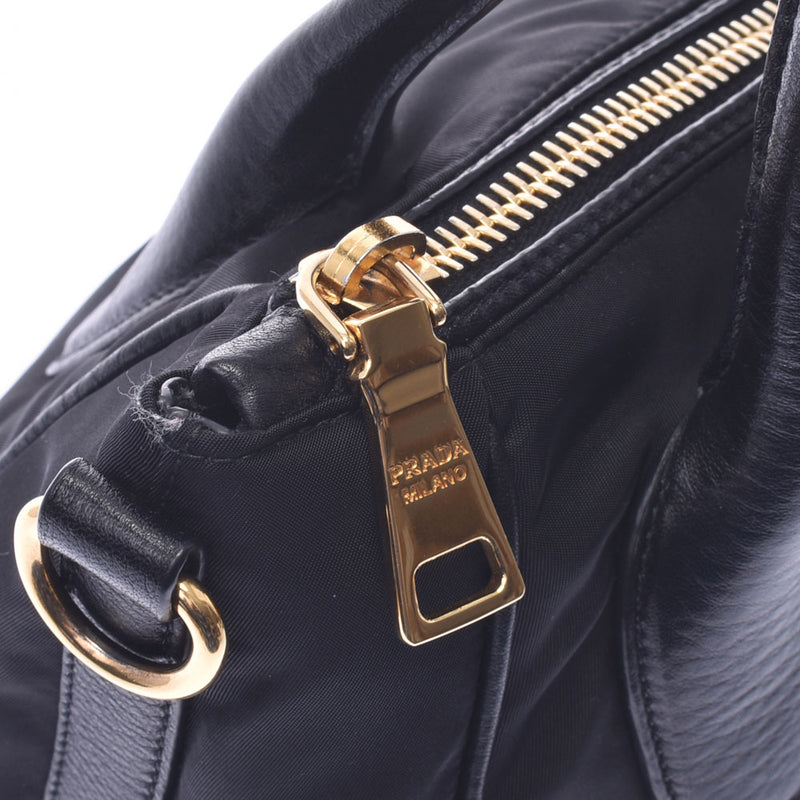 PRADA普拉达（PRADA）手提袋黑金色金属配件BR4992女士尼龙/皮革2WAY袋A级二手Ginzo
