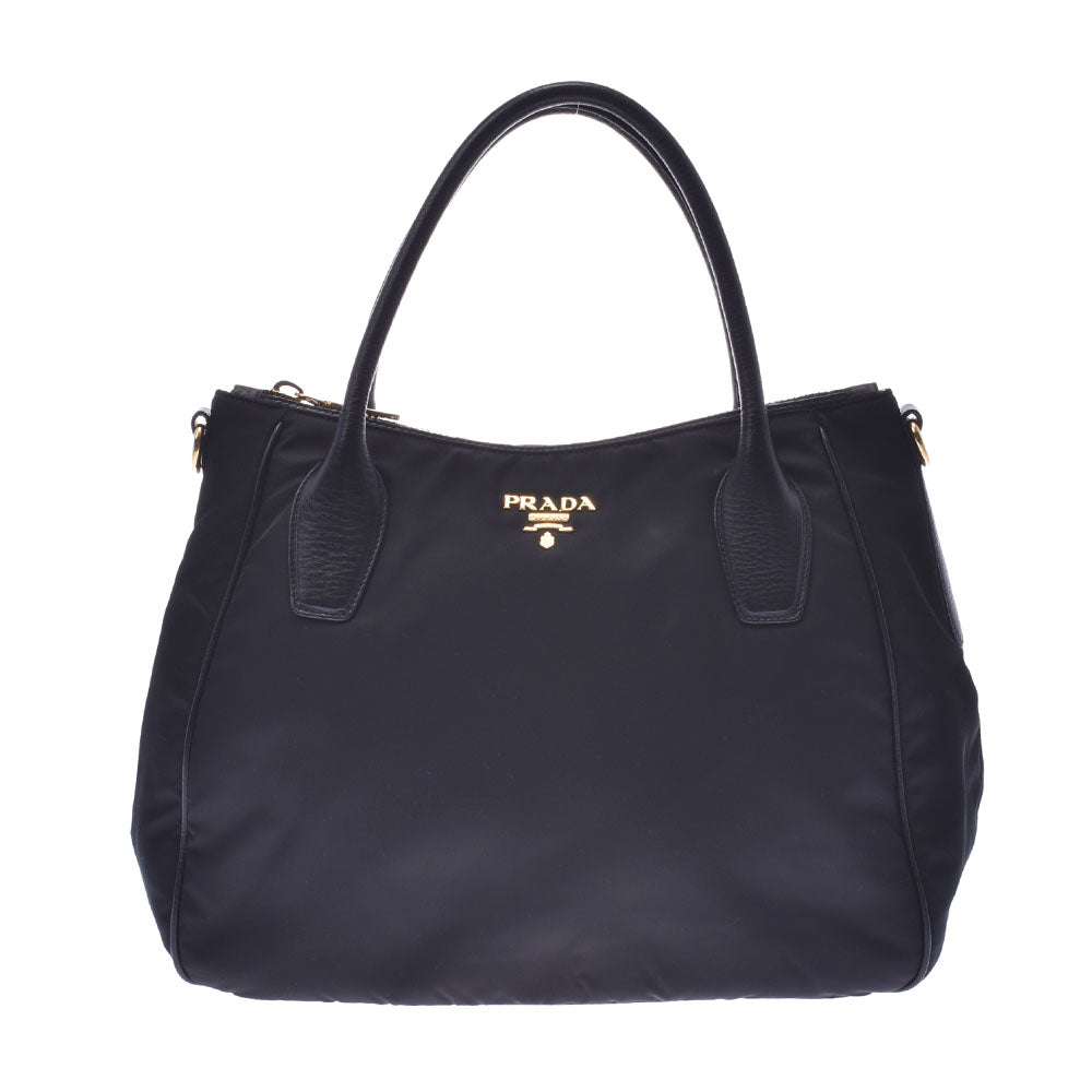 PRADA プラダ トートバッグ 黒 ゴールド金具 BR4992 レディース ナイロン/レザー 2WAYバッグ Aランク 中古 銀蔵