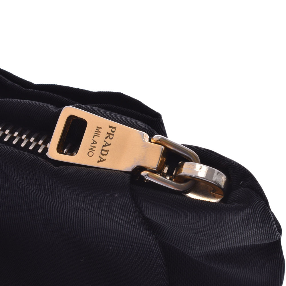 プラダリボンモチーフ 黒 ゴールド金具 レディース ポーチ PRADA 中古