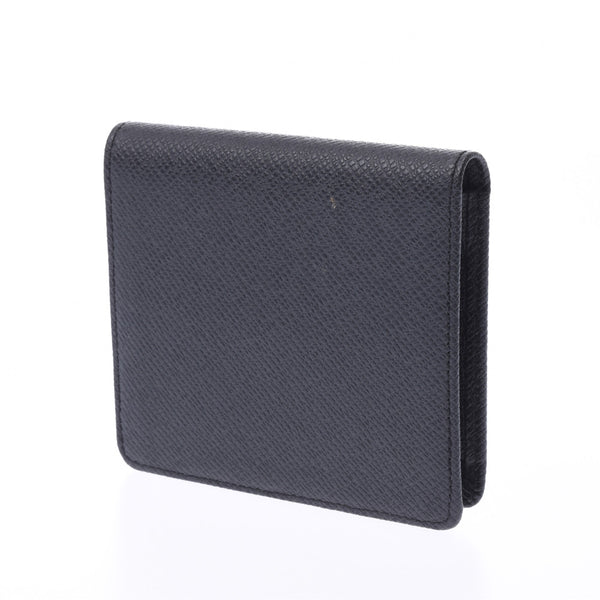 LOUIS VUITTON Louis Vuitton Taiga Portobier 3 Carte Credit Ardoise (Black) M30452 Men's Leather Bi-Fold Wallet A Rank Used Ginzo