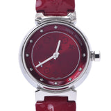 LOUIS VUITTON ルイヴィトン タンブール 10Pダイヤ Q12MG レディース SS/革 腕時計 クオーツ 赤系文字盤 Aランク 中古 銀蔵