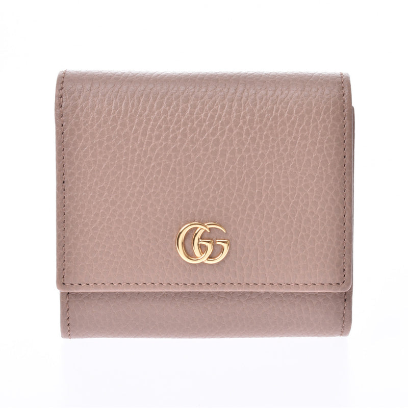 Gucci GG marmont leather wallet pink beige gold gold gold