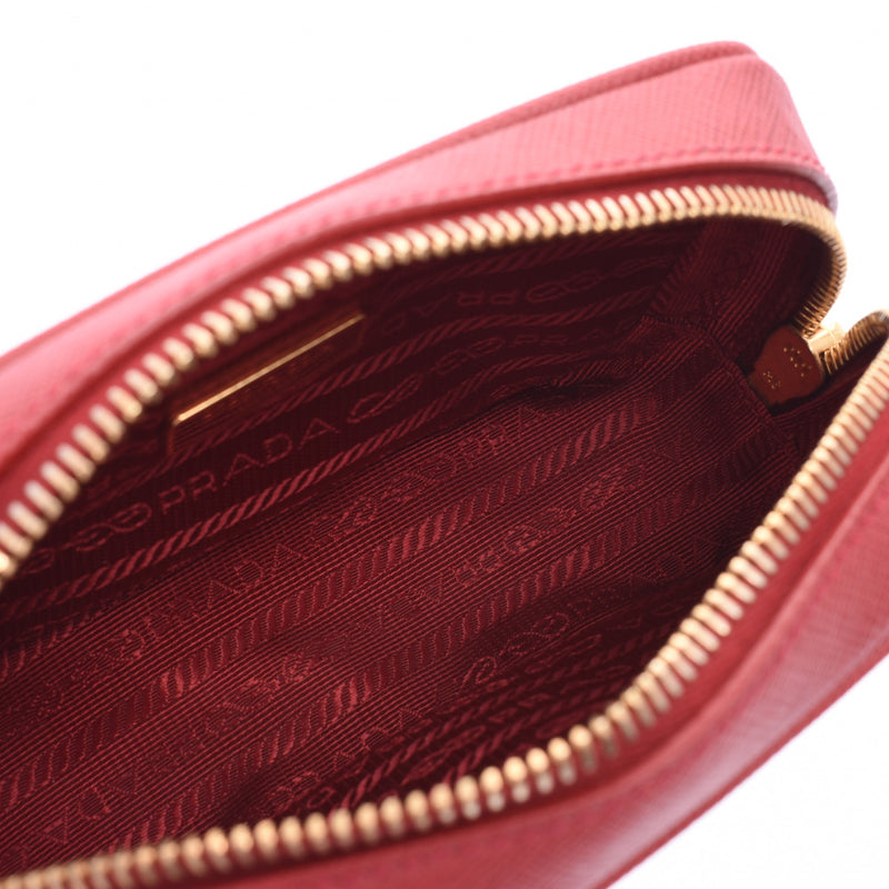 PRADA Prada mini pochette red gold metal fittings 1N1674 ladies ' suffiano shoulder bag a-rank second-hand silver