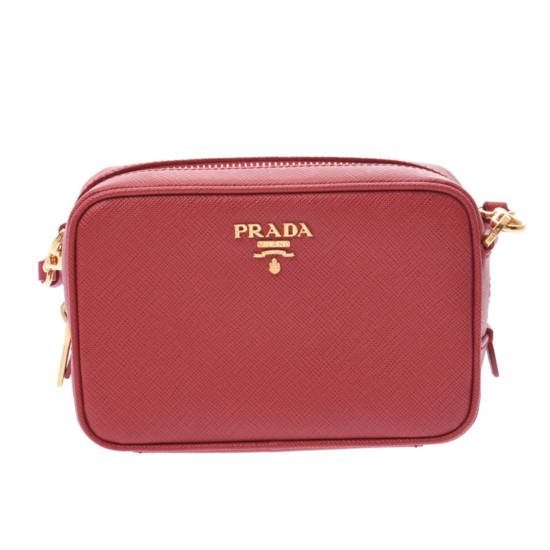 Prada mini pochette red gold metal fittings Lady s shoulder bag